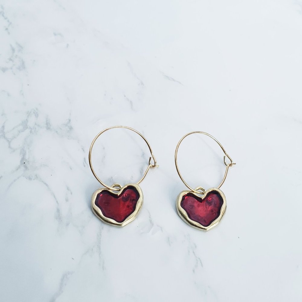 Gold Heart Earrings